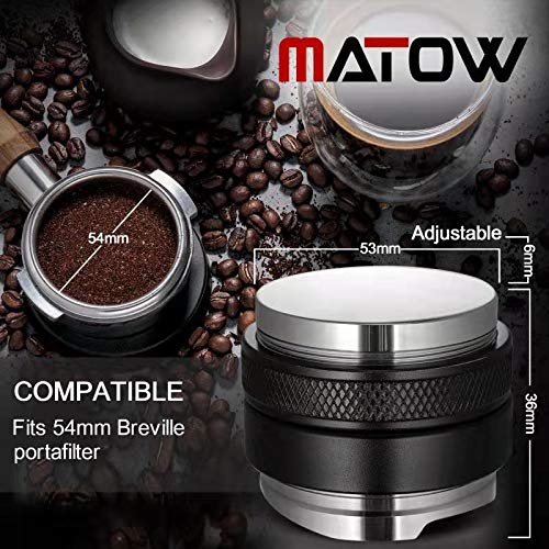 MATOW 53mm Coffee Distributor & Tamper  Dual Head Coffee Leveler Fits for 54mm Breville Portafilter  Adjustable Depth- Professional Espresso Hand Tampers - Image 2